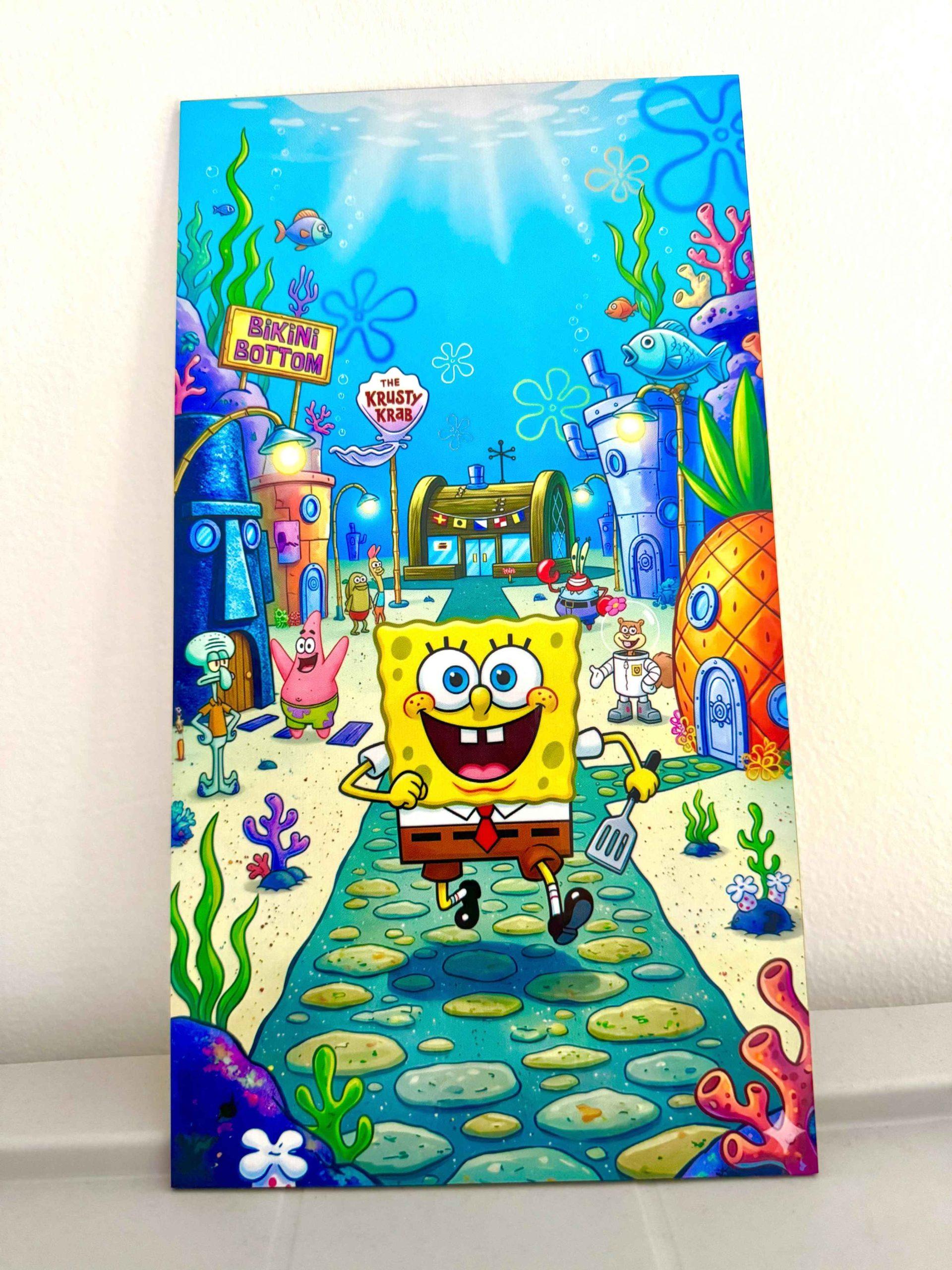 Cuadro Bob Esponja y Amigos en MDF - Fondo de Bikini