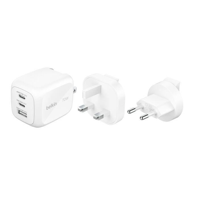 Cargador de Pared Belkin BoostCharge Pro 70W GaN 3 Puertos