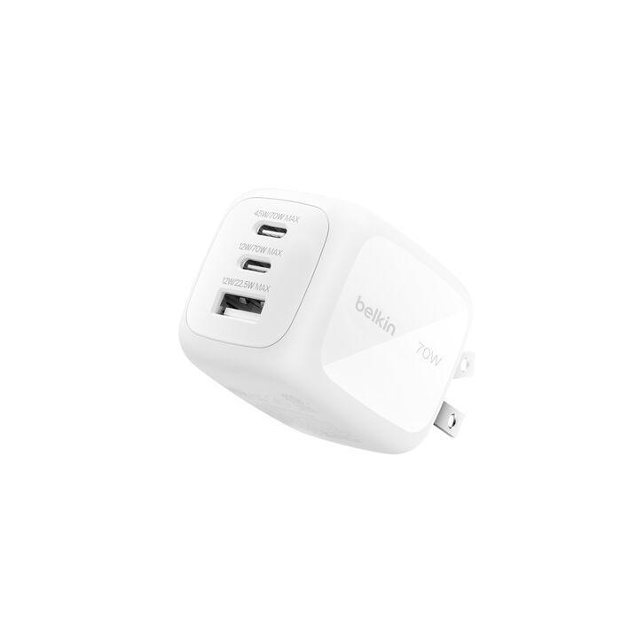 Cargador de Pared Belkin BoostCharge Pro 70W GaN 3 Puertos