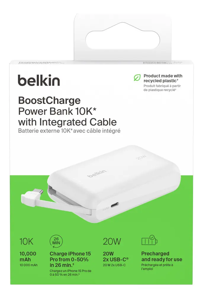Power Bank Belkin 20W con Pantalla Blanco